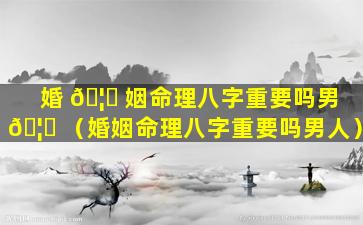 婚 🦈 姻命理八字重要吗男 🦋 （婚姻命理八字重要吗男人）